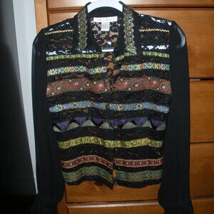 The Limited Sheer lace embroidered jacket/top SZ M